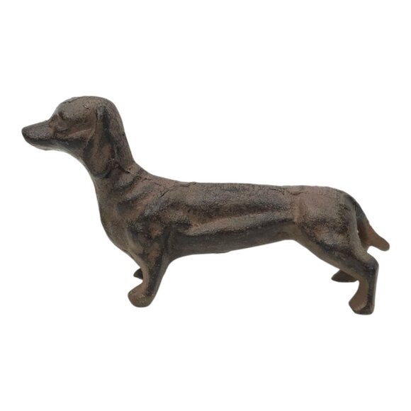 Dachshund Weiner Dog Figurine Statue Cast Metal Vintage Decorative Paper Weight - Picture 3 of 12